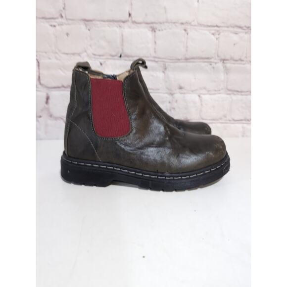 Zecchino d'Oro Kids Chelsea Zip Boots Distressed Olive Green Leather Italy Sz 28 - Picture 2 of 13